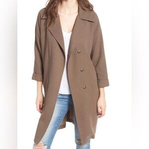 Leith Tan Double-Breasted Trench Coat